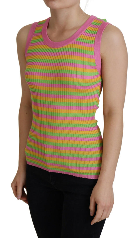 Top de tirantes sin mangas de seda multicolor Dolce & Gabbana