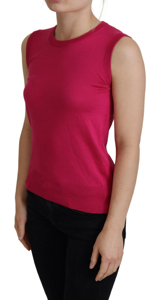 Chaleco de seda rosa Dolce & Gabbana sin mangas con cuello redondo