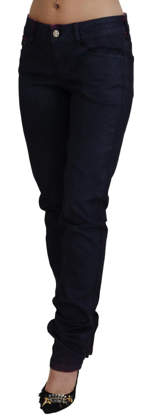 Just Cavalli Jeans Vaqueros de Mujer Ajustados de Talle Bajo de Color Negro