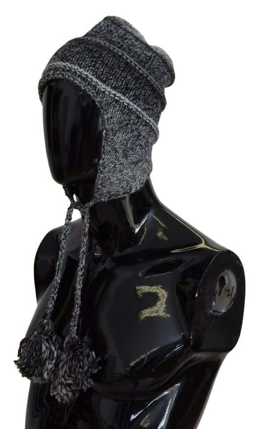 Gorro de punto Dolce & Gabbana gris cálido con forro polar y orejeras