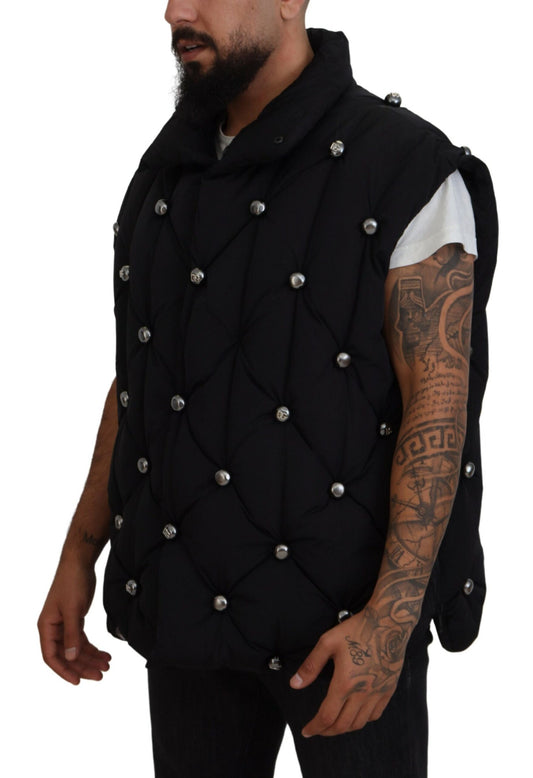 Chaqueta sin mangas negra Dolce & Gabbana con adorno metálico DG