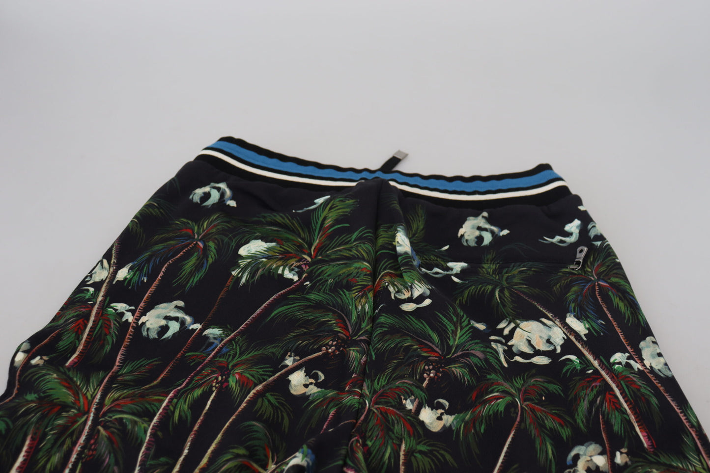 Dolce & Gabbana Pantalones cortos casuales de algodón negro con estampado Volcano