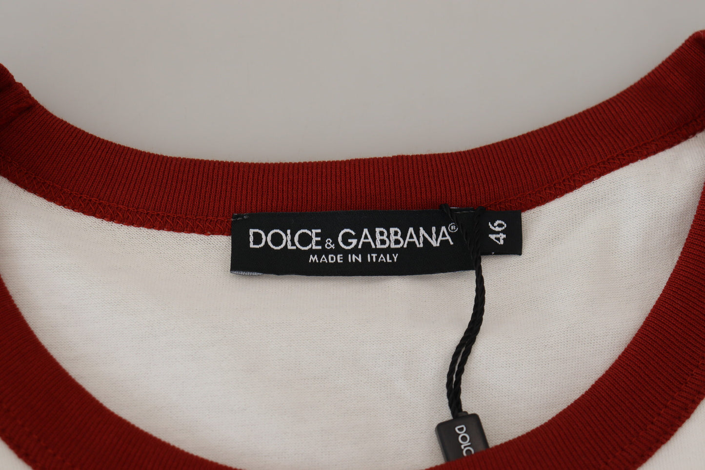 Dolce & Gabbana Camiseta Blanca de Algodón con Cuello Redondo y Estampado del Logo