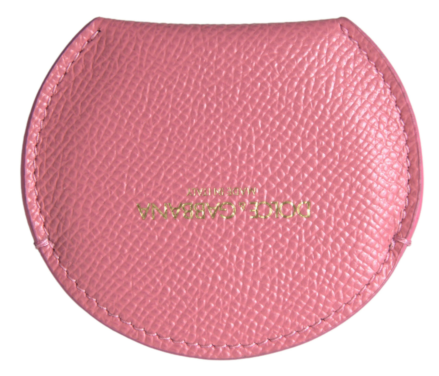 Porta Espejo de Mano Dolce & Gabbana de Piel de Becerro Rosa con Estampado de Logotipo Redondo