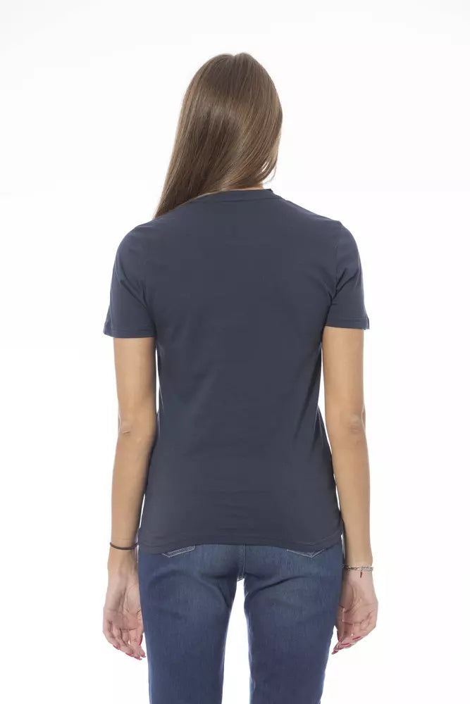 Camiseta Baldinini Trend azul de algodón para mujer