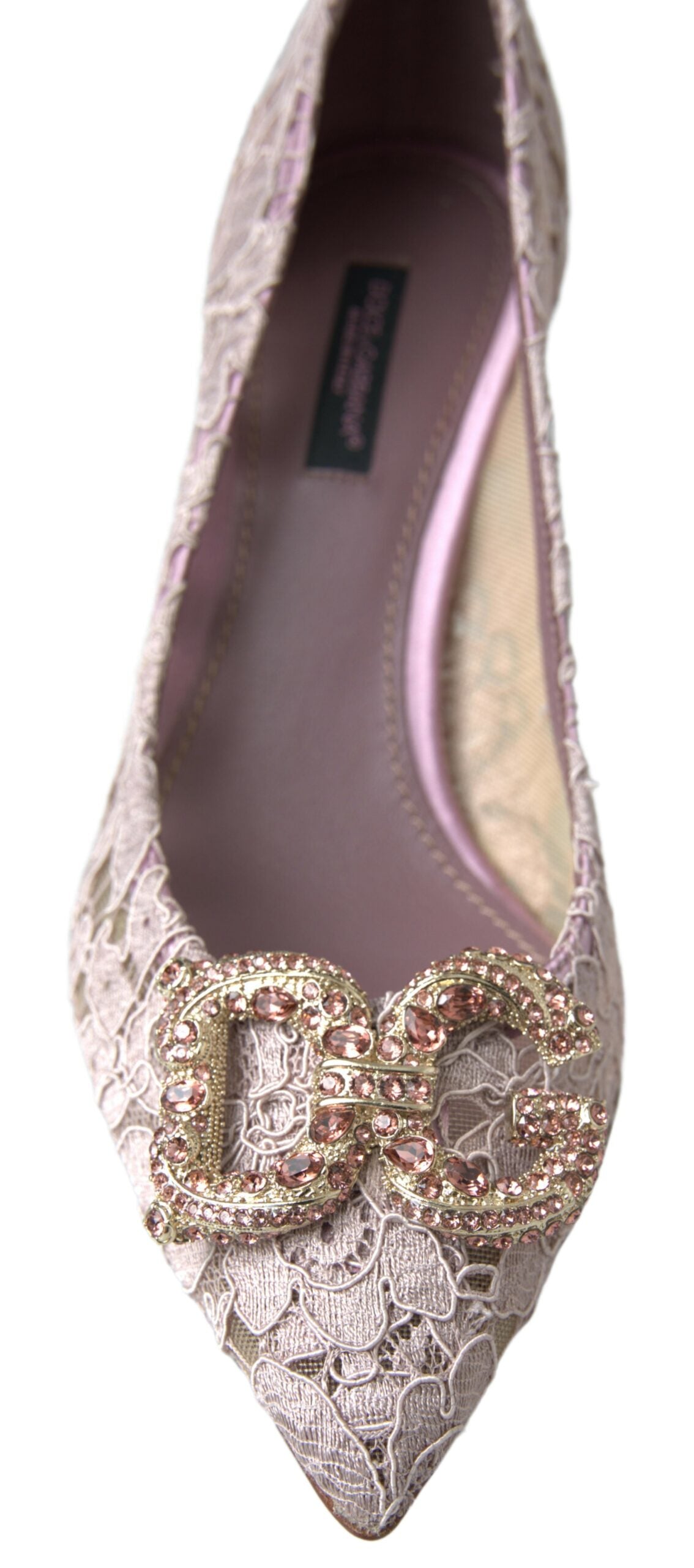 Zapatos de tacón Dolce & Gabbana DG Crystal con encaje floral rosa