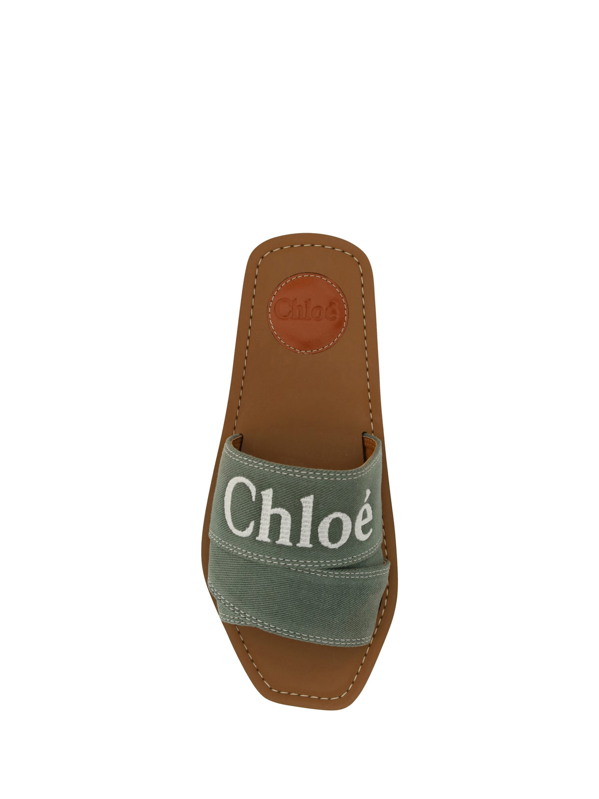 Chloé Women's Forest Green Woody Cotton Slide Sandals