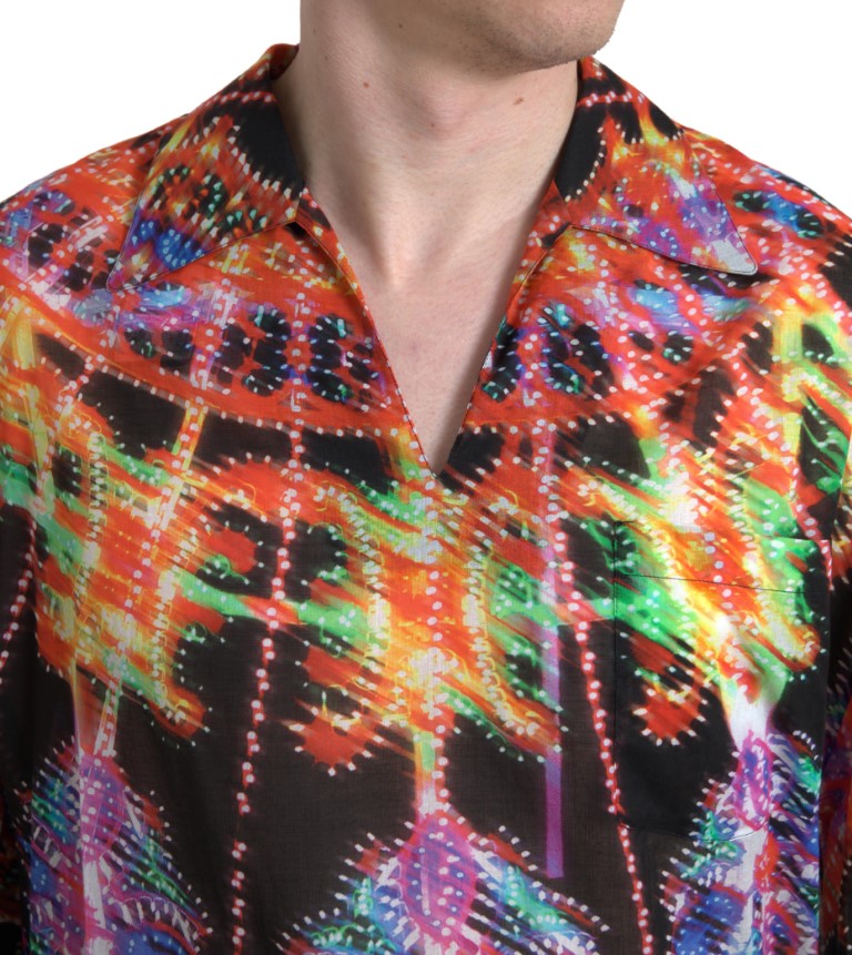Camisa de Algodón con Estampado Luminarie Multicolor para Hombre de Dolce & Gabbana