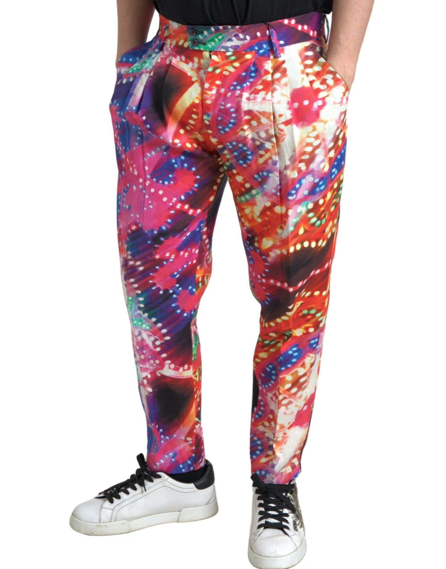 Pantalones de lino estampados multicolor Dolce & Gabbana para hombre
