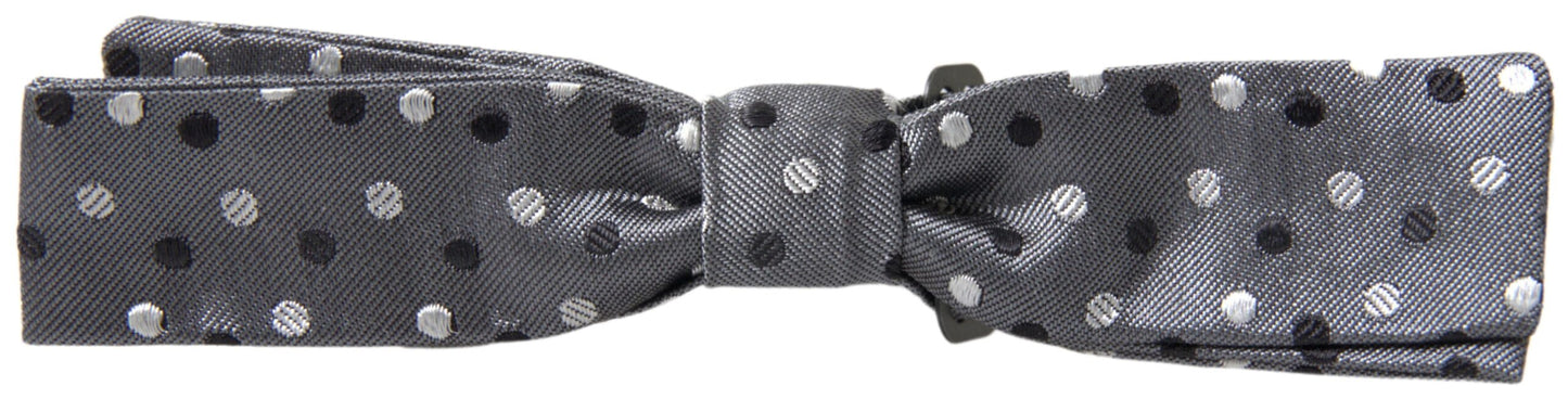 Pajarita Papillon de Seda Gris con Lunares Ajustable para Hombre de Dolce & Gabbana