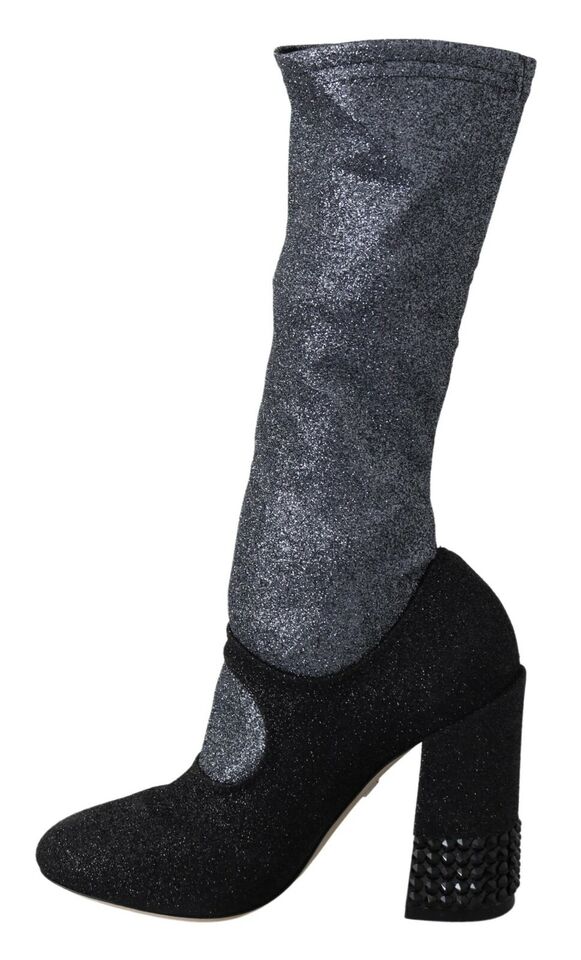 Zapatos botines Mary Janes de cristal negro Dolce & Gabbana