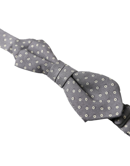 Corbata de moño ajustable de seda gris con lunares de Dolce & Gabbana