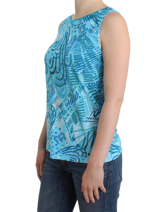 Top de tirantes azul estampado de John Galliano