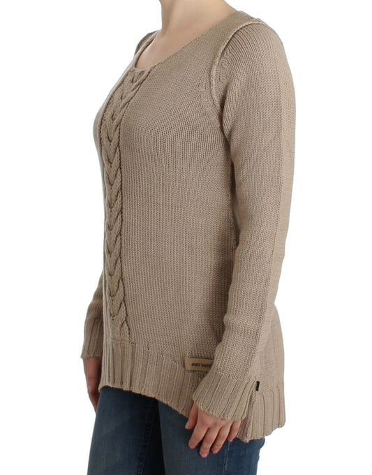 Suéter de punto de lana beige Cavalli