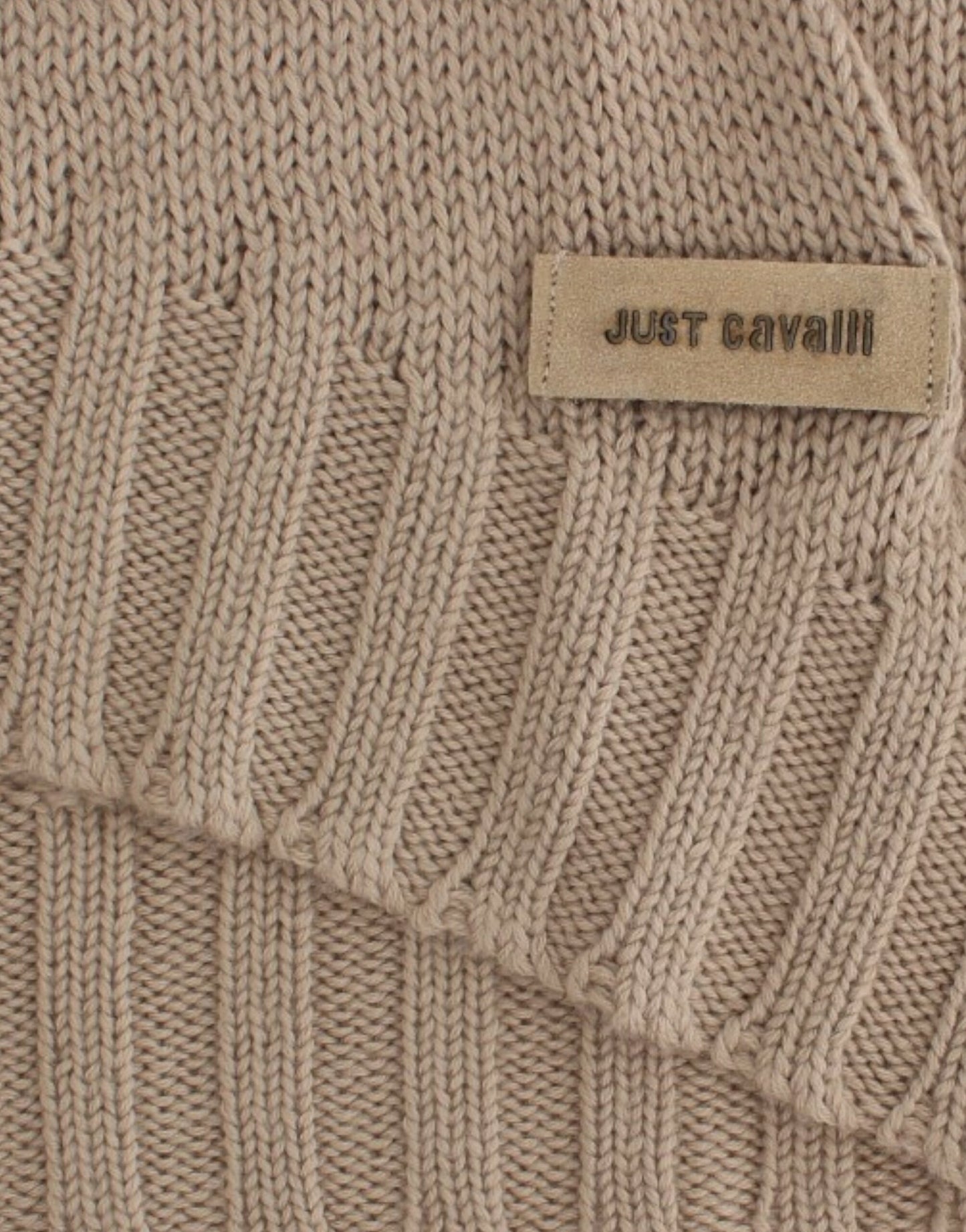 Suéter de punto de lana beige Cavalli