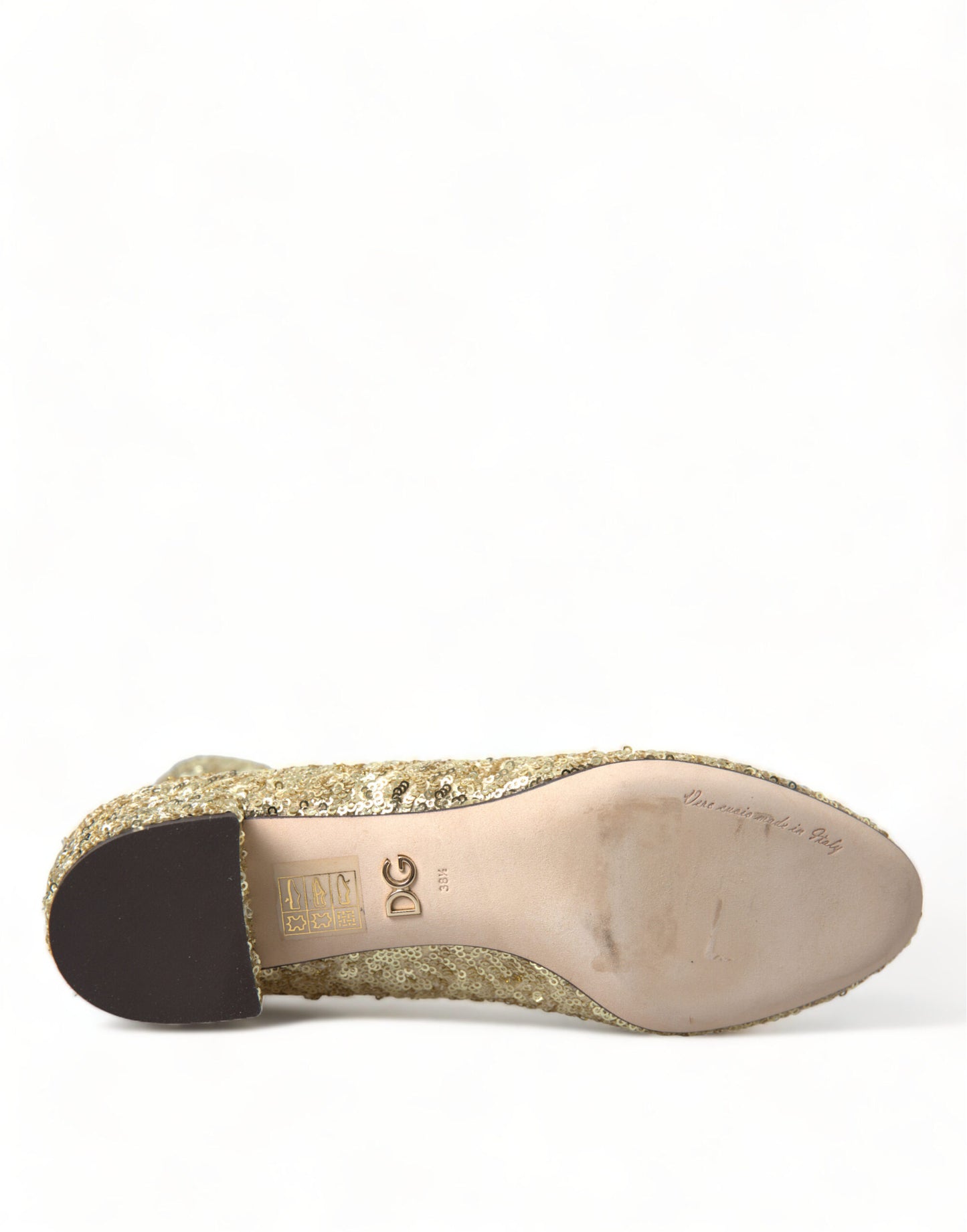 Dolce & Gabbana Botines Elásticos Cortos de Lentejuelas Doradas