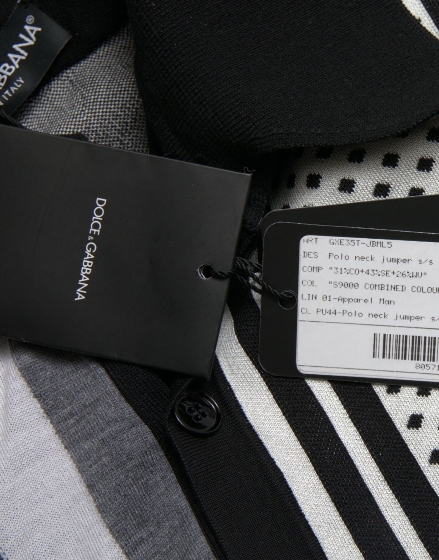 Dolce & Gabbana Suéter/Cárdigan tipo Polo en Blanco y Negro