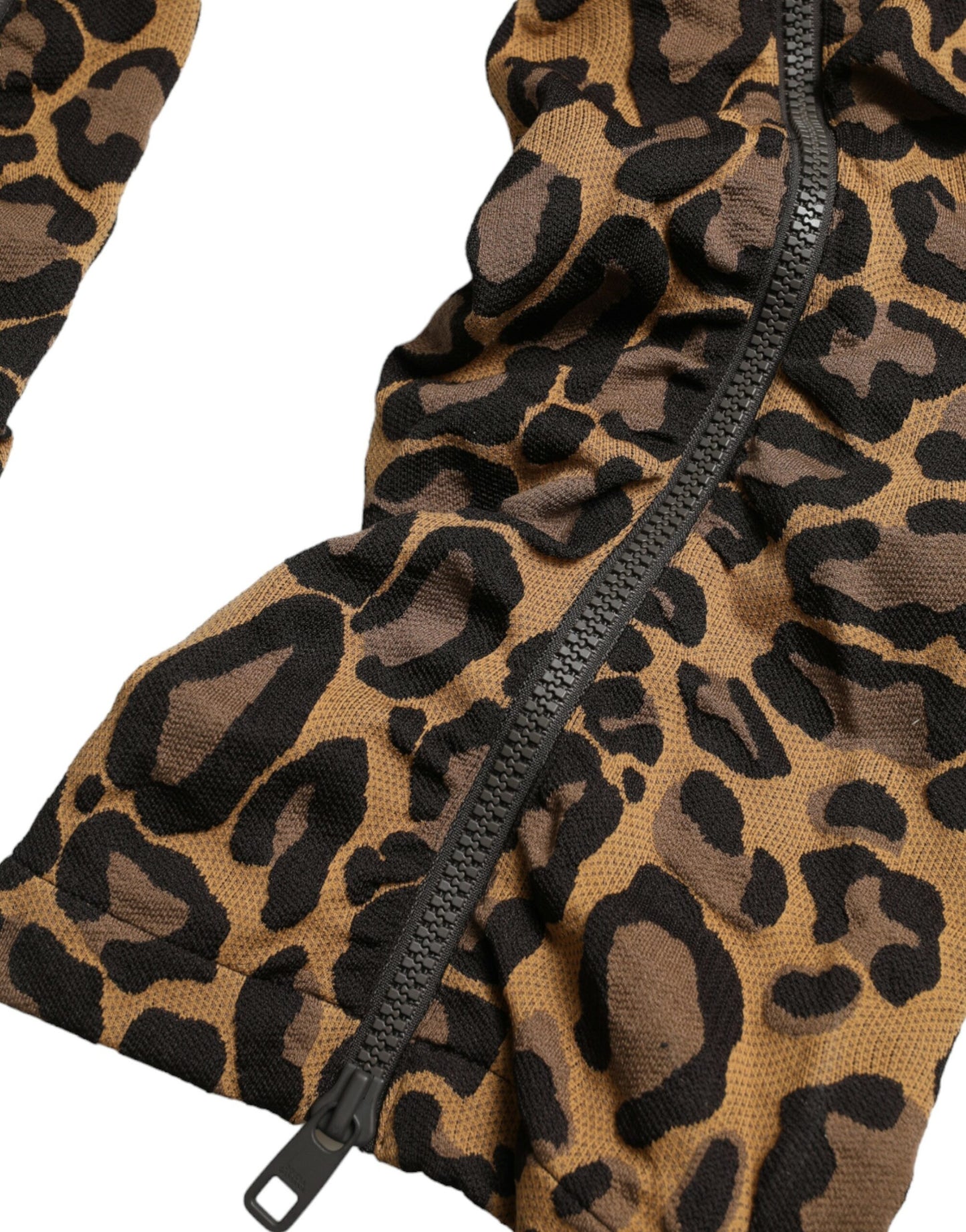 Pantalones Jogger Dolce & Gabbana Marrones de Jacquard con Estampado de Leopardo