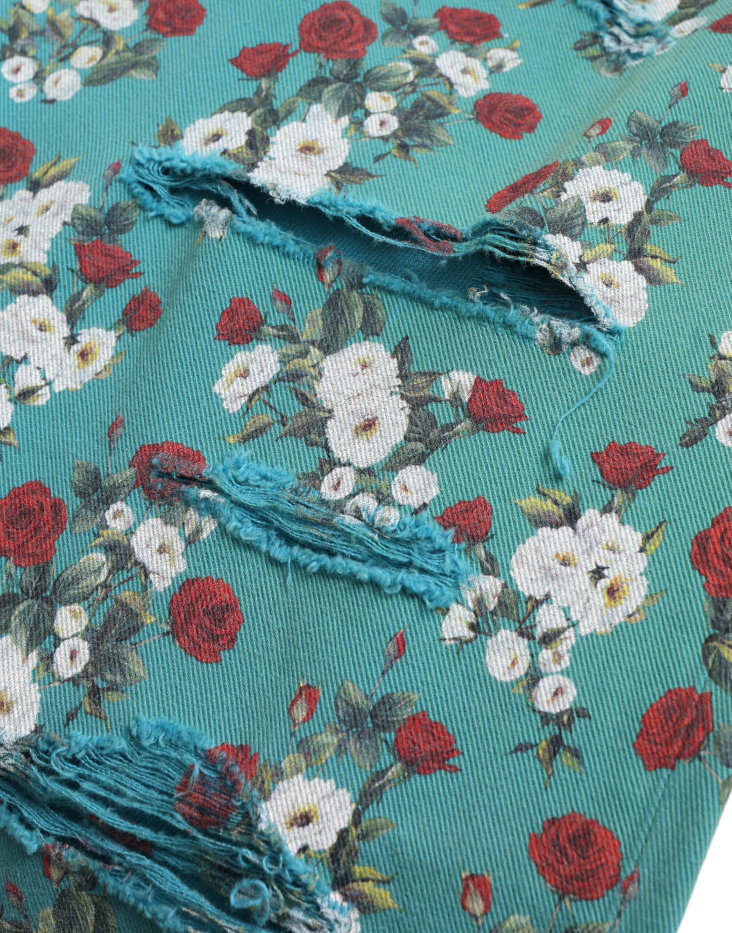 Pantalones Dolce & Gabbana de mezclilla ajustados de algodón con estampado floral azul