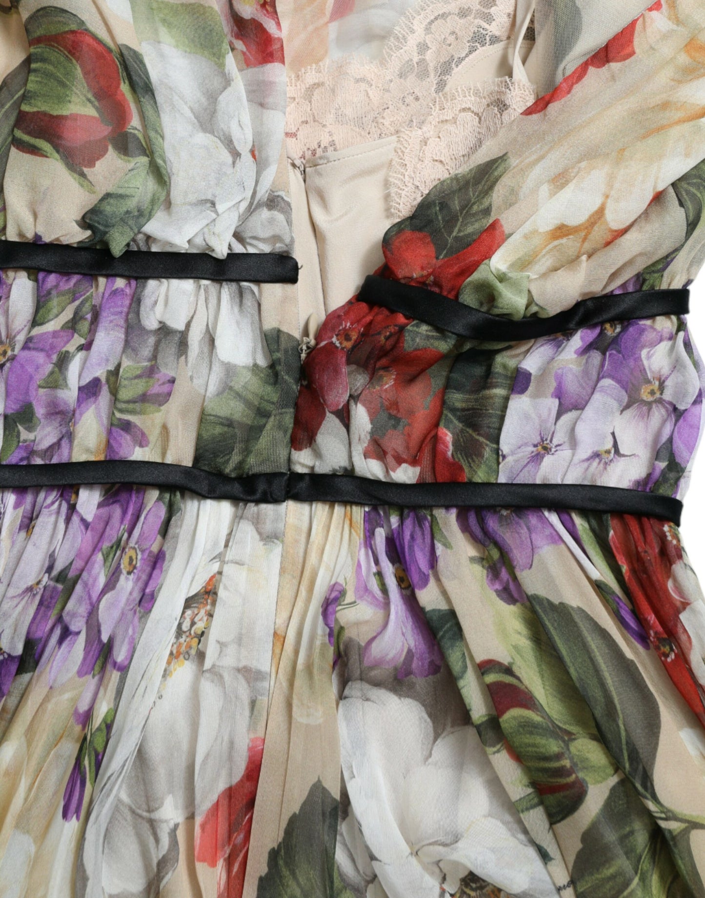 Minivestido evasé sin mangas con estampado floral en beige de Dolce & Gabbana