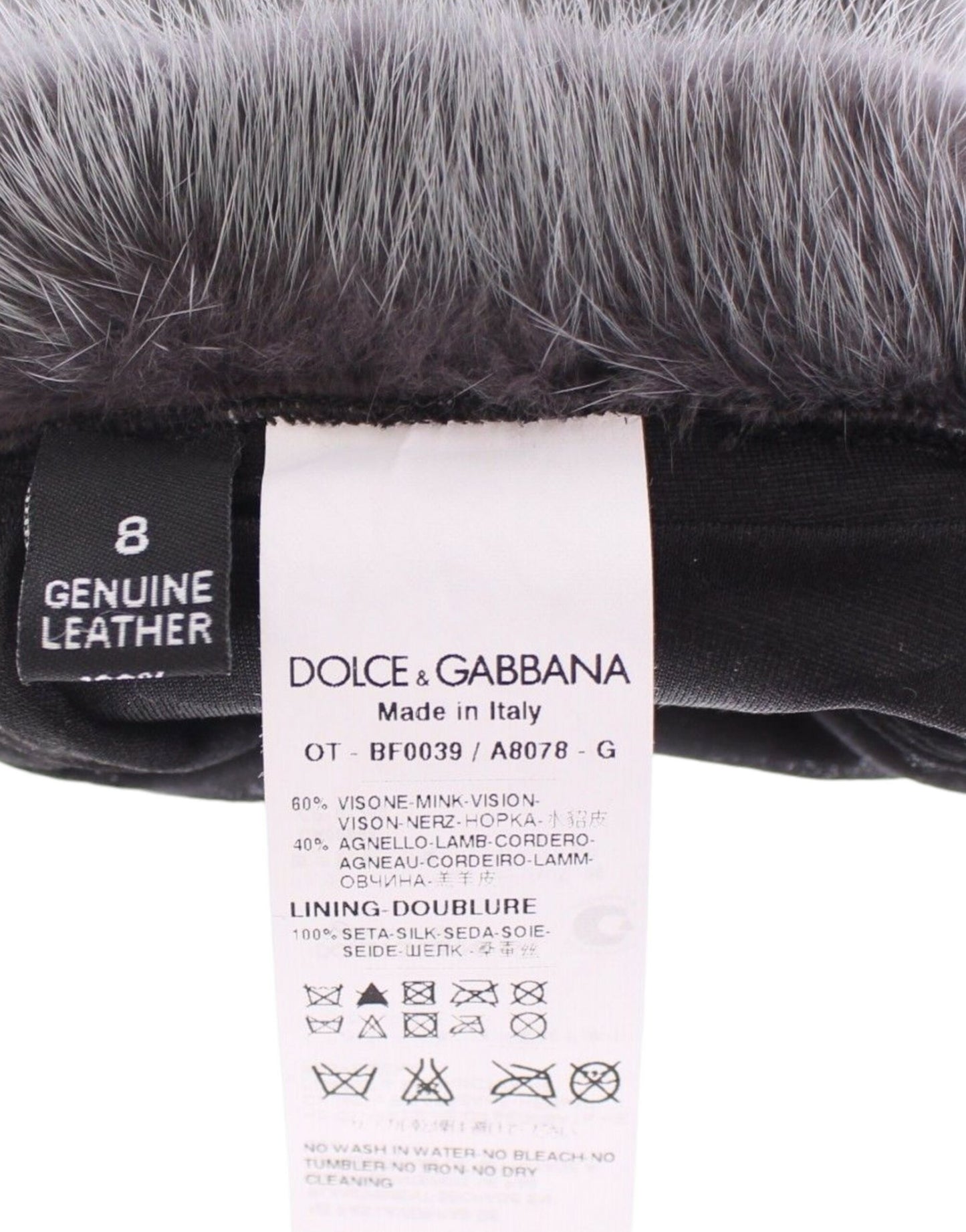 Guantes Dolce & Gabbana de piel de cordero y gamuza con visón gris