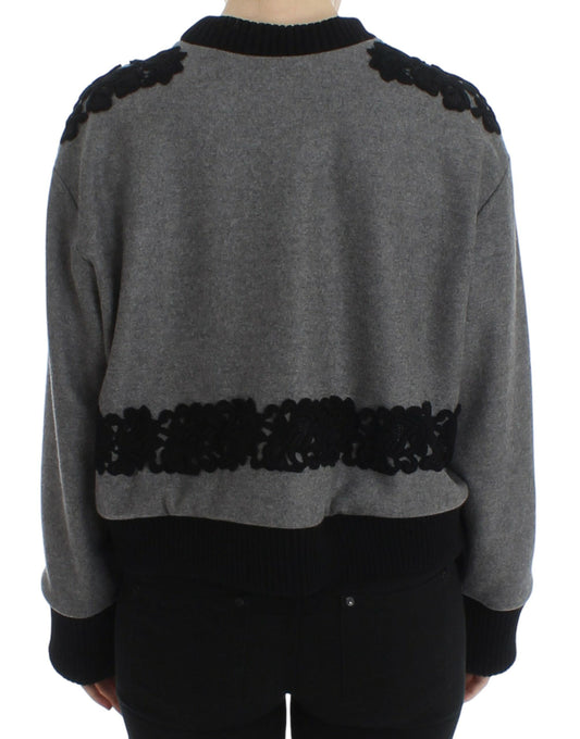 Suéter Dolce & Gabbana gris negro de lana y cachemir con encaje