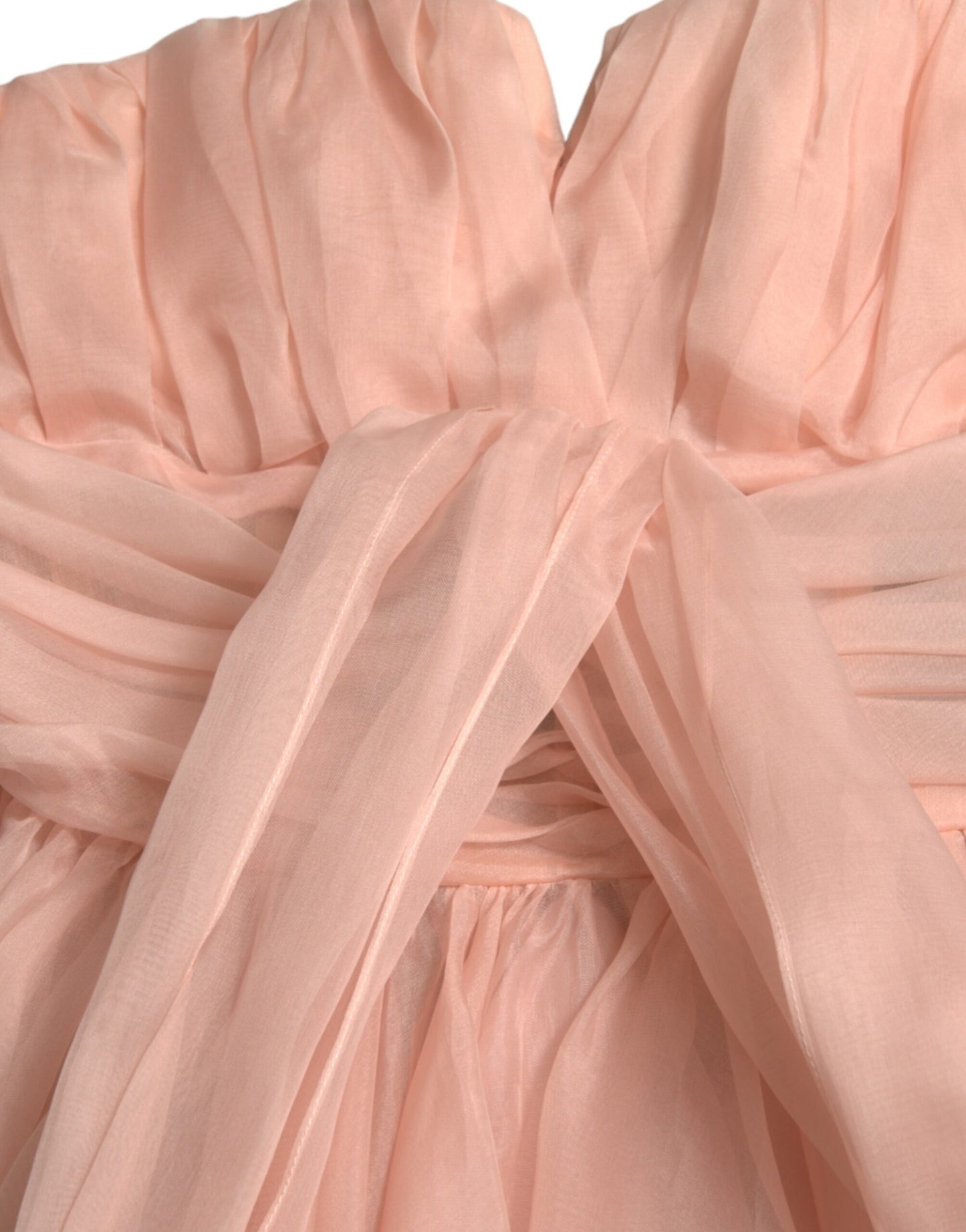 Vestido midi plisado de gasa de seda rosa con cuello halter de Dolce & Gabbana