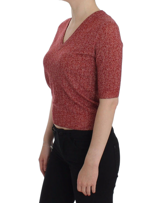 Jersey de manga corta de lana de tweed rojo de Dolce & Gabbana