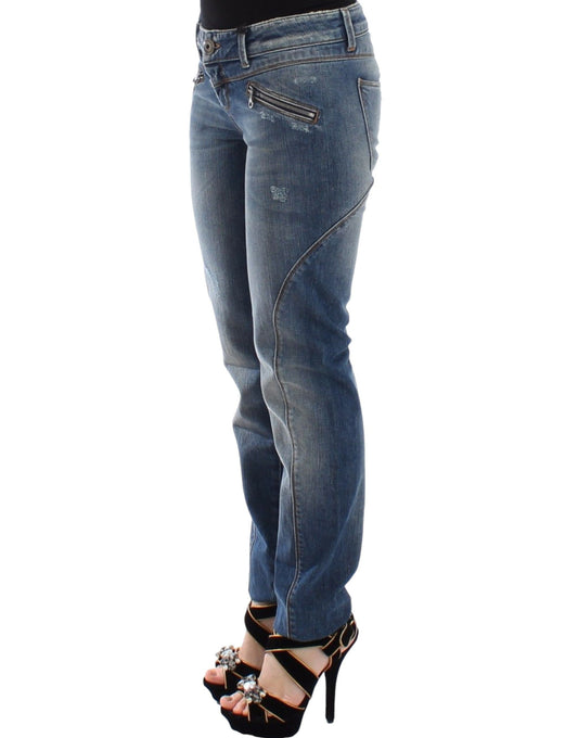 Ermanno Scervino Jeans Ajustados Azules Pantalones Vaqueros Elásticos Rectos