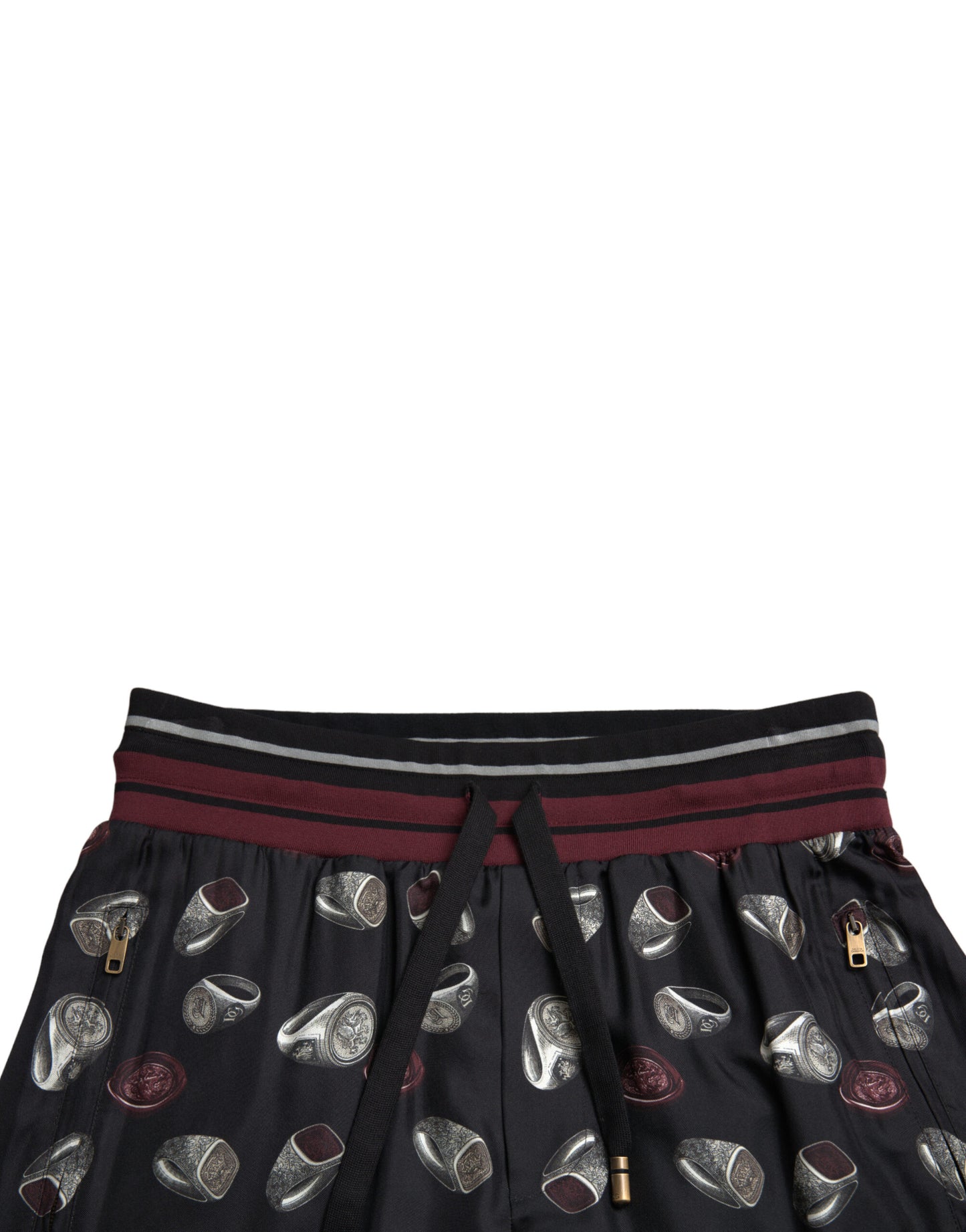 Dolce & Gabbana Pantalones de Chándal de Seda Negros con Anillo