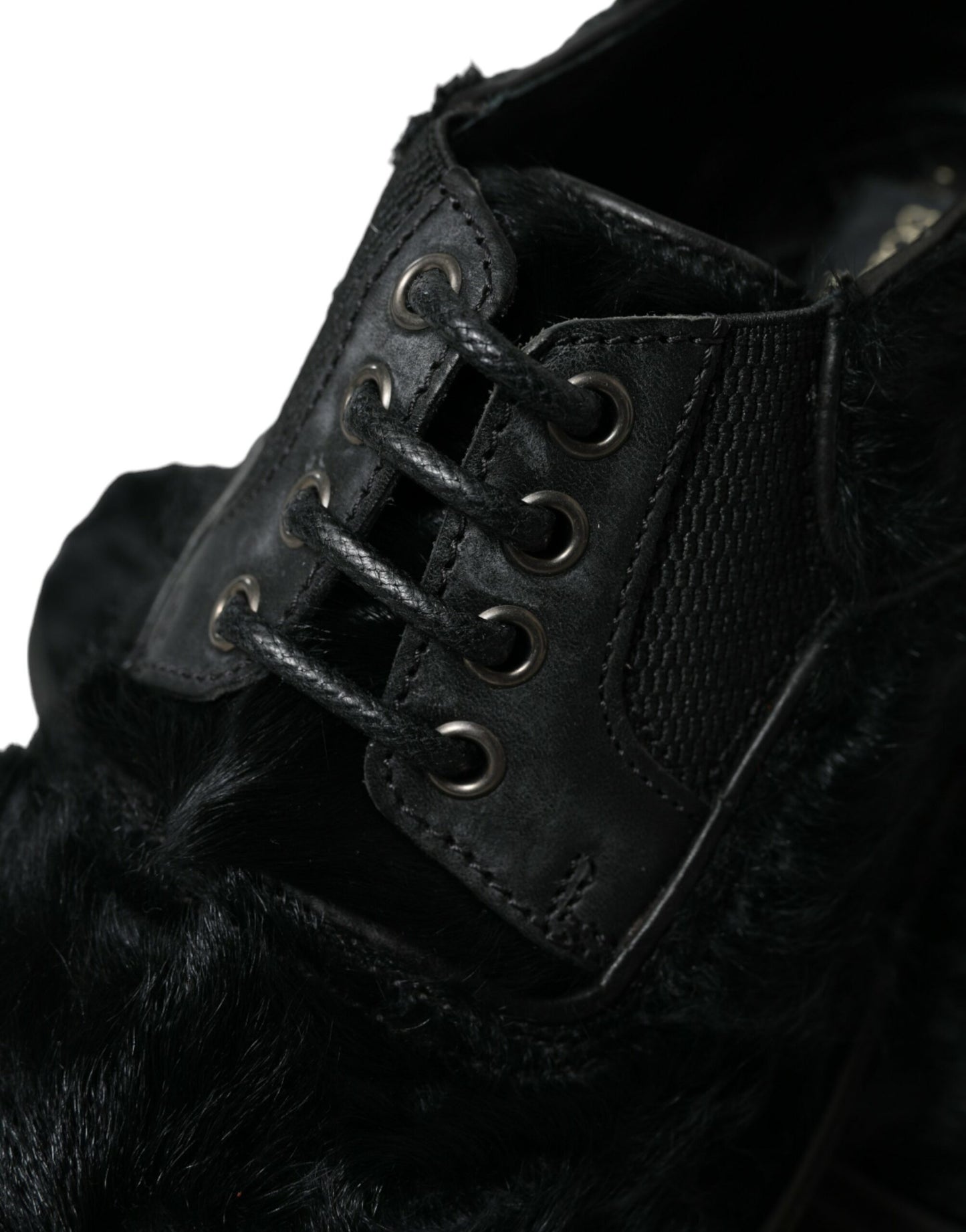 Zapatos de vestir Dolce & Gabbana Derby de cuero negro con cordones y piel