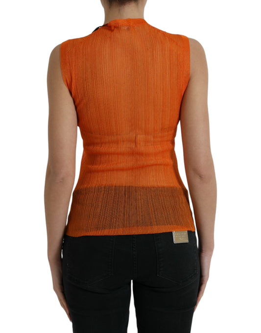 Dolce & Gabbana Blusa sin mangas con cuello redondo transparente naranja