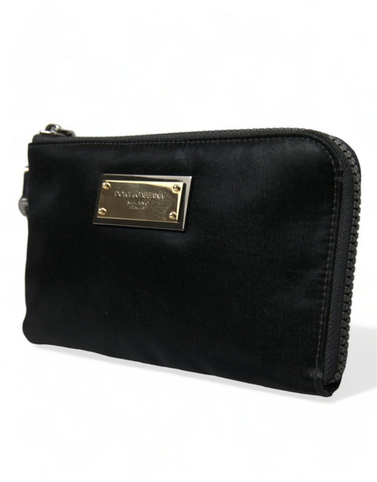 Bolso de mano Dolce & Gabbana de nailon negro con logo y placa llavero