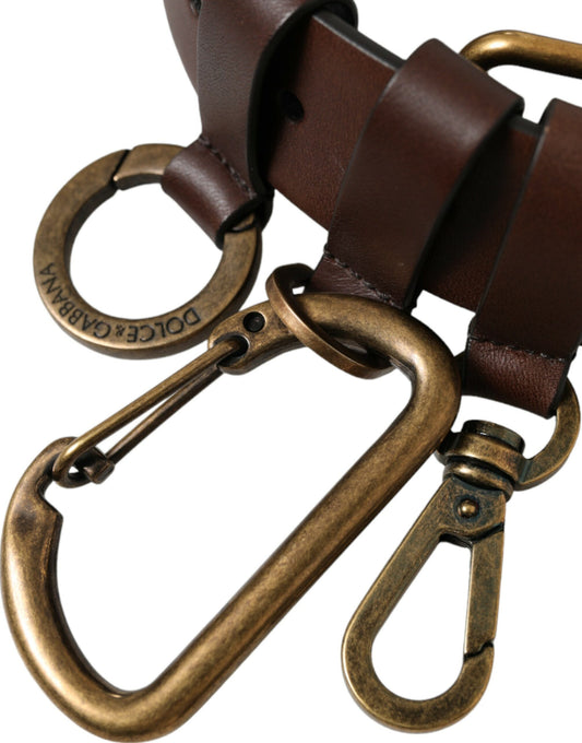Cinturón Dolce & Gabbana de piel de becerro marrón con hebilla de metal dorado