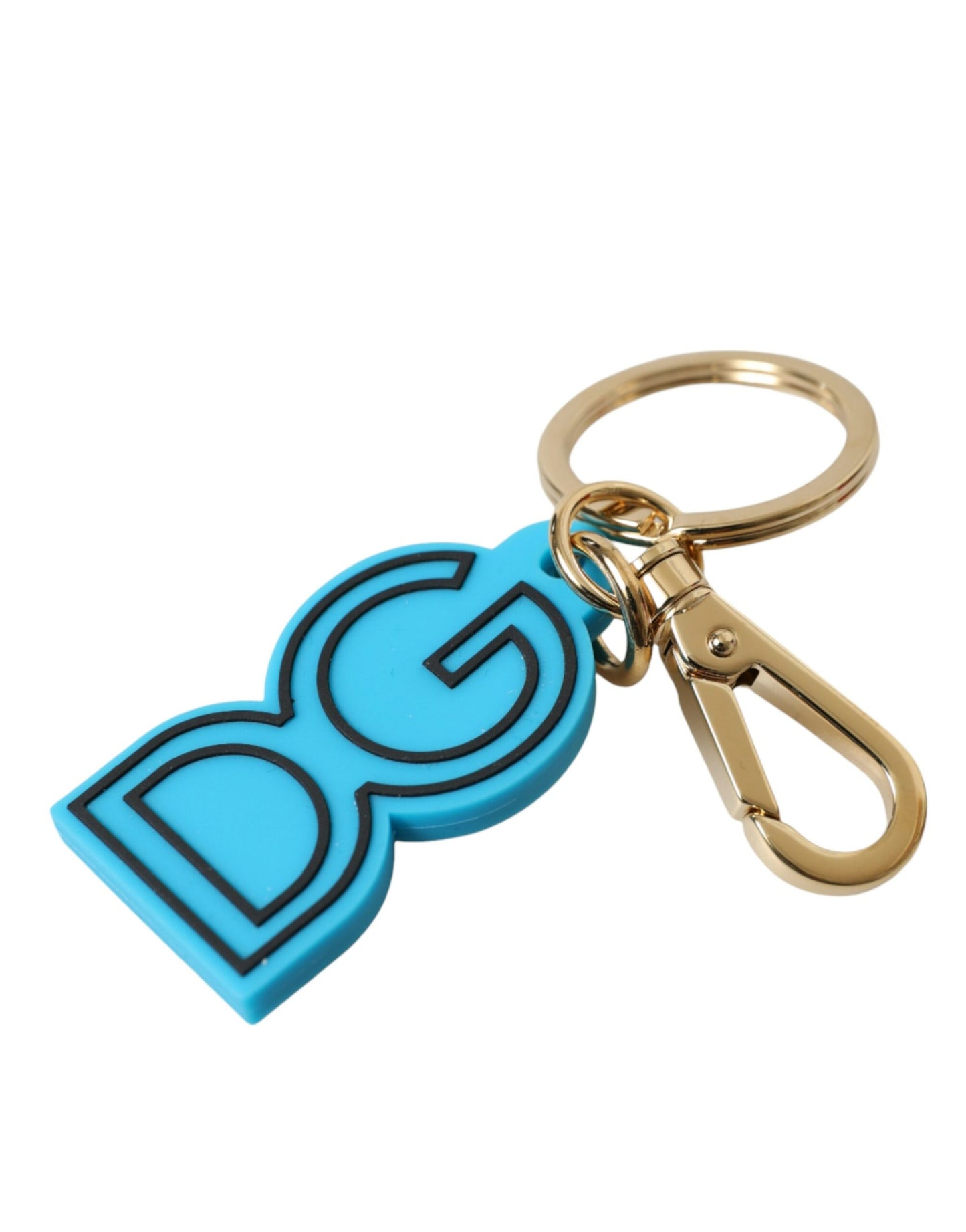 Llavero Dolce & Gabbana azul de goma con logo DG de metal dorado