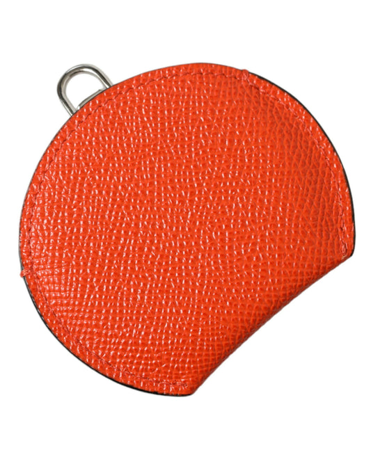 Estuche de Espejo de Mano Redondo con Logo de Piel de Becerro Naranja Dolce & Gabbana