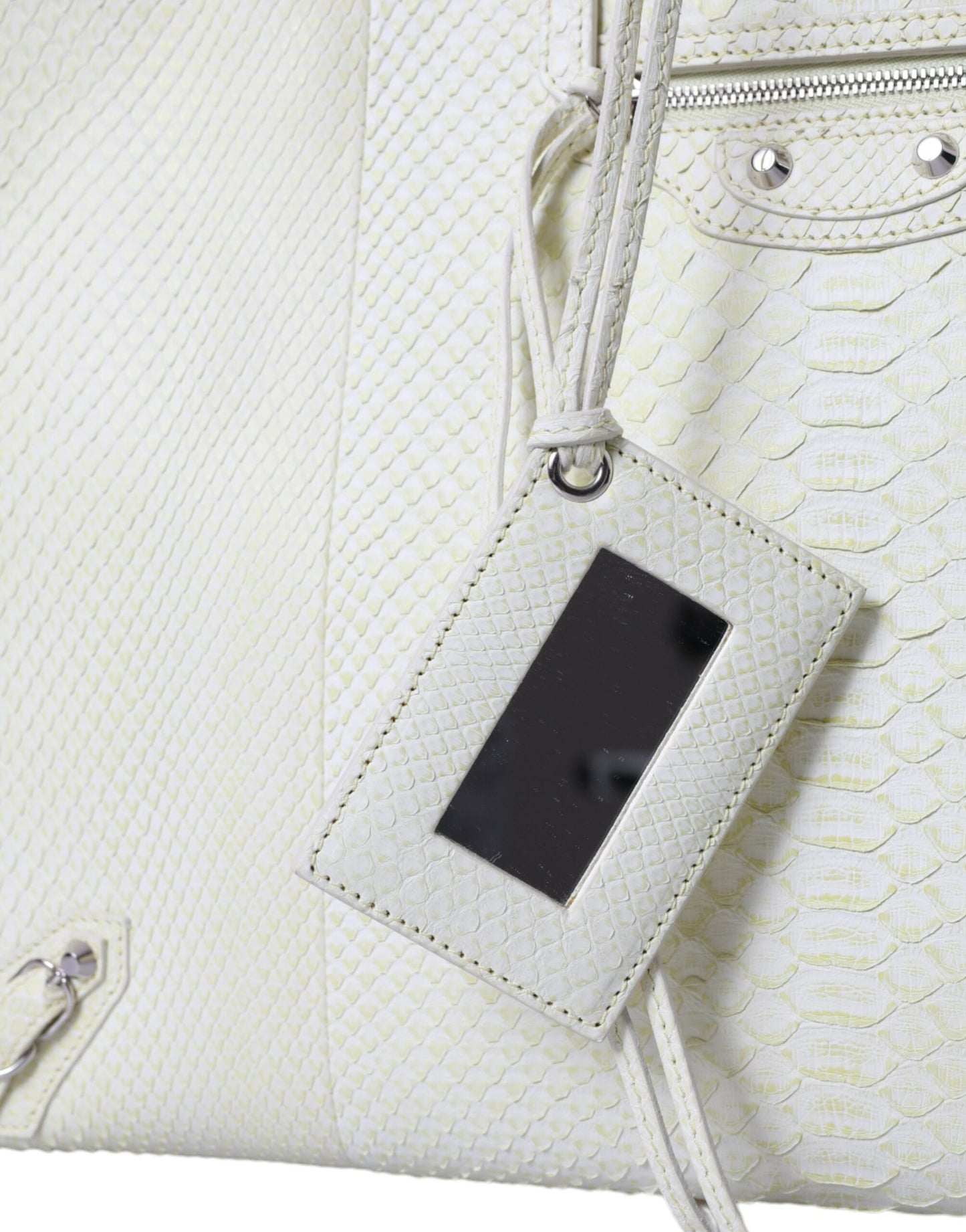 Bolso tote Balenciaga de piel exótica blanca y amarilla PAPIER