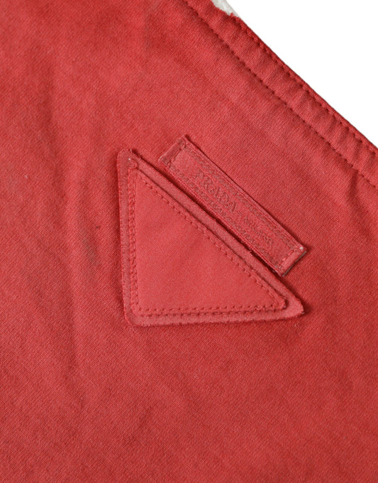 Bolso Tote de Compras Prada Rojo de Tejido de Jersey con Logotipo al Hombro