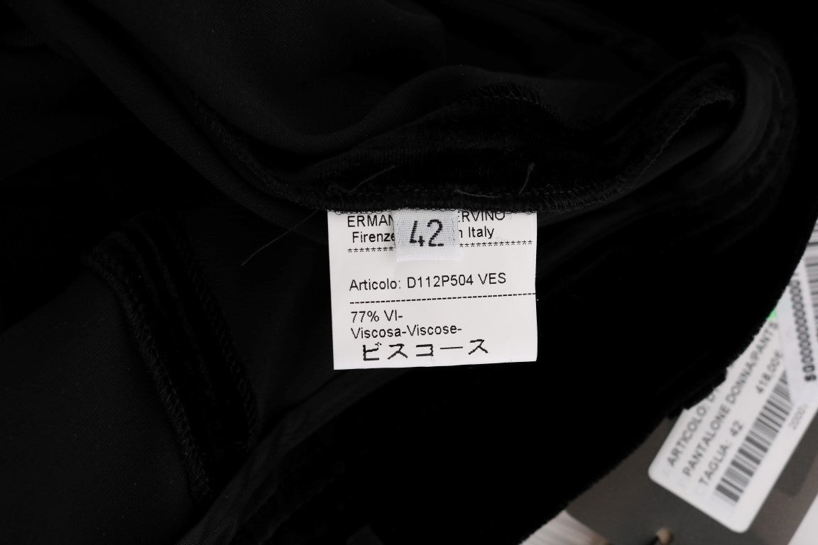Pantalones Ermanno Scervino de Terciopelo Negro de Corte Ajustado