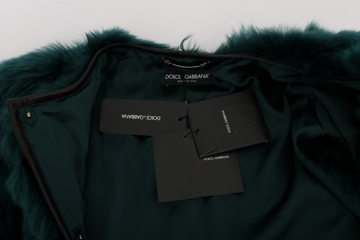 Chaleco sin mangas Dolce & Gabbana de piel de alpaca verde