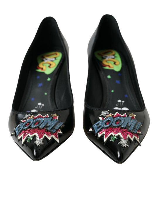 Zapatos de tacón Dolce & Gabbana de cuero negro con parche BOOM