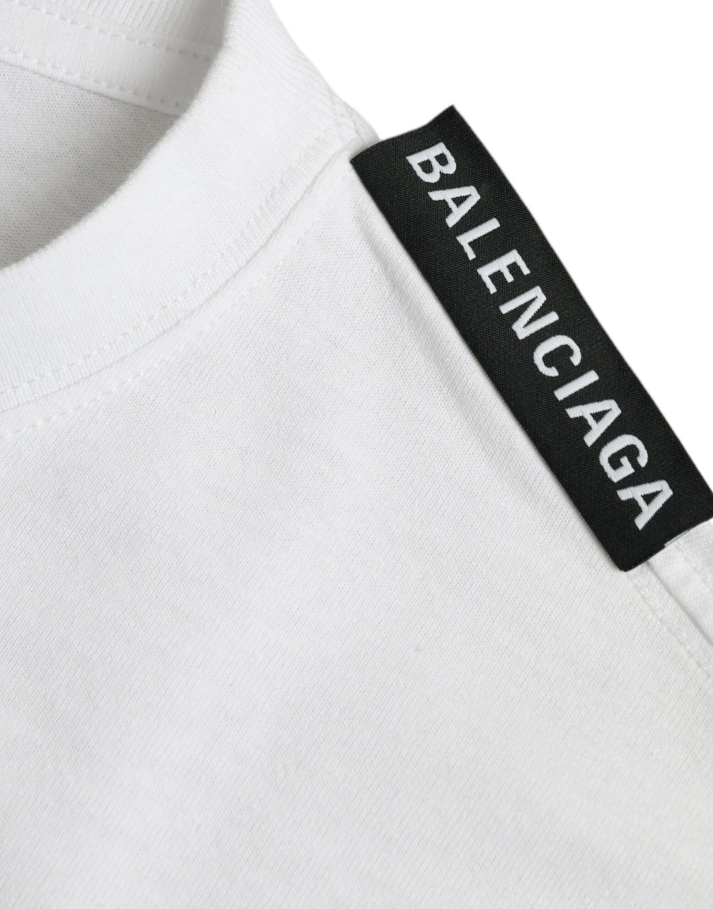 Camiseta Balenciaga de cuello redondo de algodón de color blanquecino