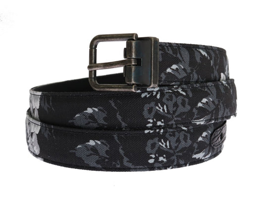 Cinturón Dolce & Gabbana de lino y piel de caimán negro