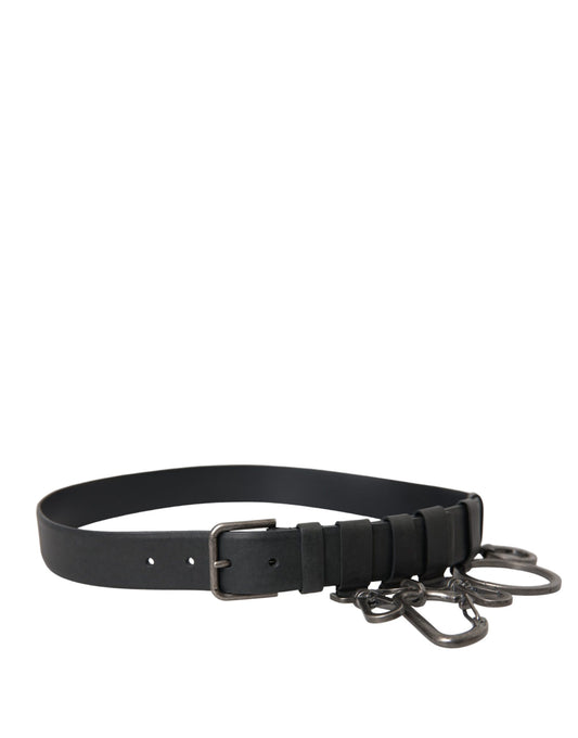 Cinturón Dolce & Gabbana de piel de becerro negra con hebilla de metal plateado