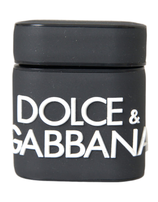 Funda para Airpods Dolce & Gabbana de silicona en blanco y negro con logo en relieve