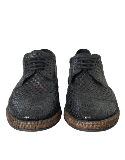 Zapatos Derby Dolce & Gabbana de piel de cabra negra tejida con cordones