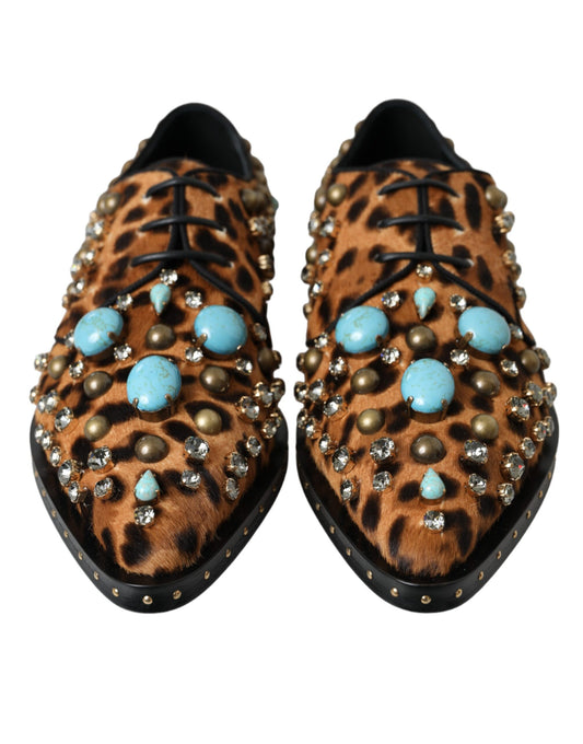 Zapatos Dolce & Gabbana Brown Leopard Hair Crystal Dress Broque