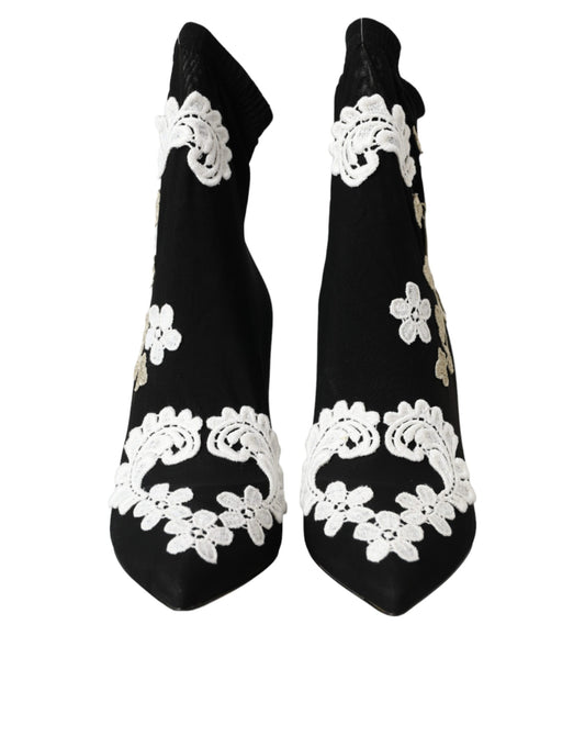 Botines sin cordones con bordado blanco y negro de Dolce & Gabbana