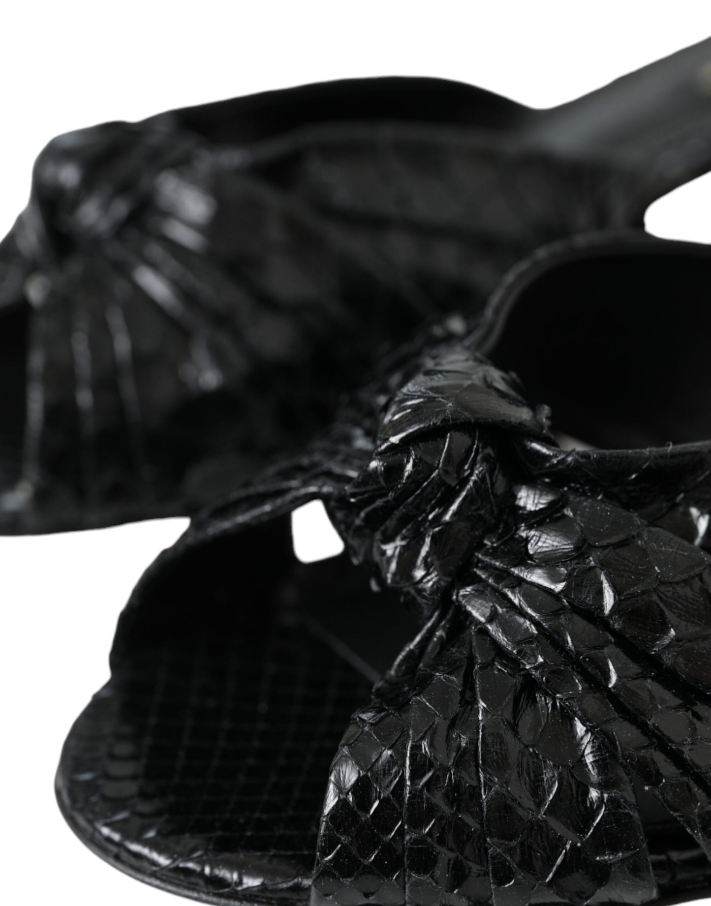 Chanclas Dolce & Gabbana de piel exótica negra con tacón