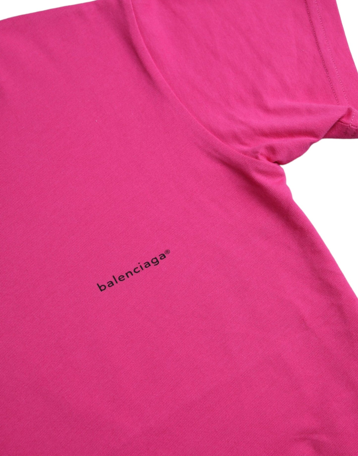 Camiseta Balenciaga Rosa de Algodón con Cuello Redondo y Manga Corta